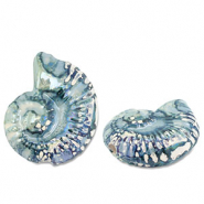 Abalorios de cer&aacute;mica griega DQ conchas Verde-azul-blanco