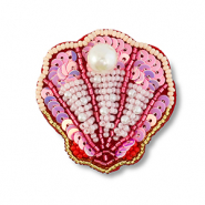 Broches conchas Multicolor rosa-rojo-blanco-dorado