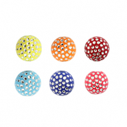 Abalorios acrílicos 6mm con look strass Multicolor-plateado