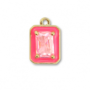Metal TQ lat&oacute;n colgante rect&aacute;ngulo Dorado-ne&oacute;n rosa-rosa claro