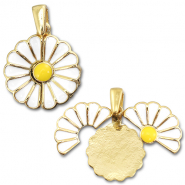 Colgantes de latón Eco-brass® medallón flor / flor Dorado-blanco-amarillo