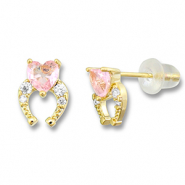 Metal TQ lat&oacute;n pendiente herradura con coraz&oacute;n Dorado-rosa claro