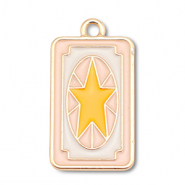 Colgantes metálicos esmalte carta con estrella Dorado-rosa claro-blanco-amarillo