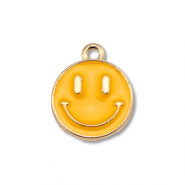 Colgantes metálicos esmalte smiley Dorado-naranja claro