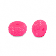 Abalorios de resina rondeles 6mm Rosa neón