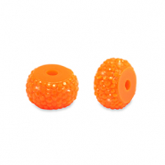 Abalorios de resina rondeles 6mm Naranja neón
