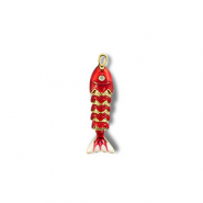 Colgantes de lat&oacute;n Eco-brass&reg; pez Dorado-rojo-blanco