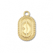 Colgantes Acero Inox &oacute;valo con kiss Dorado