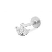 Piercing oreja Acero Inox hoja Plateado