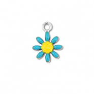 Colgantes Acero Inox flor Plateado-azul-amarillo
