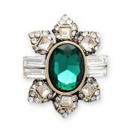 Broches óvalo Dorado-verde-transparente