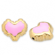 Abalorios Acero Inox coraz&oacute;n Dorado-rosa