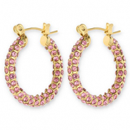 Pendientes Acero Inox criollas con strass Dorado-rosa