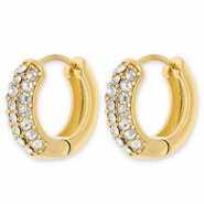 Pendientes Acero Inox criollas con strass Dorado-transparente