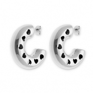 Pendientes Acero Inox con corazones Plateado