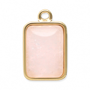 Colgantes Acero Inox piedra natural rect&aacute;ngulo Dorado-rosado