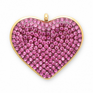 Colgantes Acero Inox coraz&oacute;n Dorado-rosa oscuro