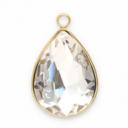 Colgantes Acero Inox faceteado gota Dorado-cristal