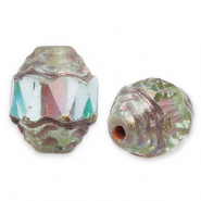 Abalorios Checos FPB óvalo 7x6mm Light aqua-dark travertin