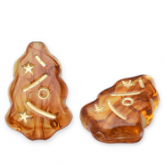 Abalorios acrílicos árbol navideño Marrón coñac-dorado