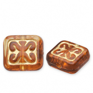 Abalorios acrílicos rectángulo Marrón coñac-dorado