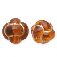 Abalorios acrílicos nudo Chino Marrón coñac-dorado