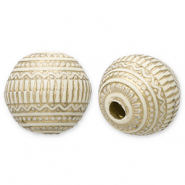 Abalorios acrílicos redondos Blancuzco-dorado