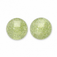 Abalorios acrílicos con glitter 8 mm Verde oliva-plateado