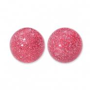 Abalorios acrílicos con glitter 12 mm Rosa cereza-plateado