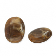 Abalorios acrílicos óvalo Marrón oscuro-blanco