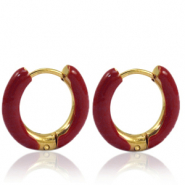 Pendientes Acero Inox criolla esmalte 16mm Rojo borgo&ntilde;a-dorado
