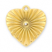 Colgantes Acero Inox coraz&oacute;n con strass Dorado-transparente