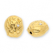 Abalorios Acero Inox &oacute;valo con strass Dorado-transparente