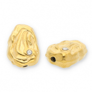 Abalorios Acero Inox &oacute;valo con strass Dorado-transparente