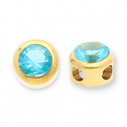 Abalorios Acero Inox disco con strass Dorado-azul