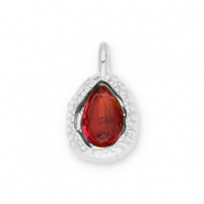 Colgantes Acero Inox gota con faceta Plateado-rojo