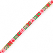 BY31&reg; Cinta con texto lineas Navidad Rosa claro-rojo-verde-dorado