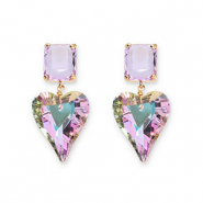 Pendientes de Cristal rect&aacute;ngulo-coraz&oacute;n Lavanda-multicolor cubierta AB