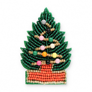 Broches árbol navideño Verde-naranja
