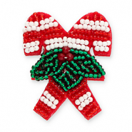 Broches bastónes de caramelo con motivos navideños Rojo-verde-blanco
