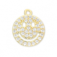 Metal TQ latón colgante smiley Dorado-transparente