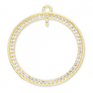 Metal TQ latón colgante redondos con anilla Dorado-transparente