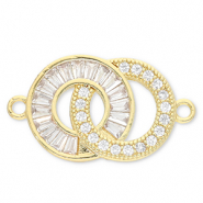 Metal TQ latón entrepieza redondos Dorado-transparente