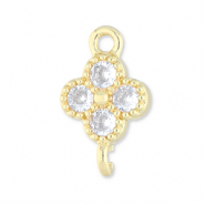 Metal TQ latón entrepieza trébol Dorado-transparente