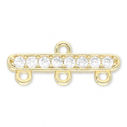 Metal TQ latón entrepieza con 3 anillas Dorado-transparente