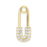 Metal TQ latón colgante imperdible Dorado-transparente