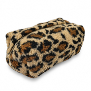 BY31&reg; Neceser tejido teddy con estampado leopardo Marr&oacute;n claro-marr&oacute;n-negro