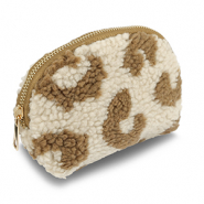 BY31&reg; Neceser tejido teddy con estampado leopardo Marr&oacute;n beige-marr&oacute;n
