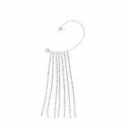 Pendiente de latón Eco-brass® ear cuff con strass Plateado-cristal