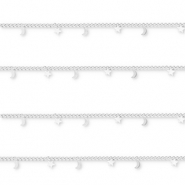 Fornituras Acero Inox cadena jasseron con luna y estrella Plateado